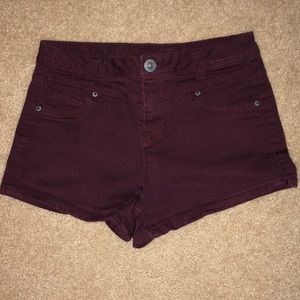 Maroon denim shorts